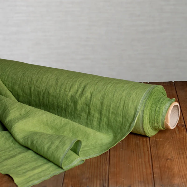 Linen fabric, green peas, width 145 cm, art. 3-3208